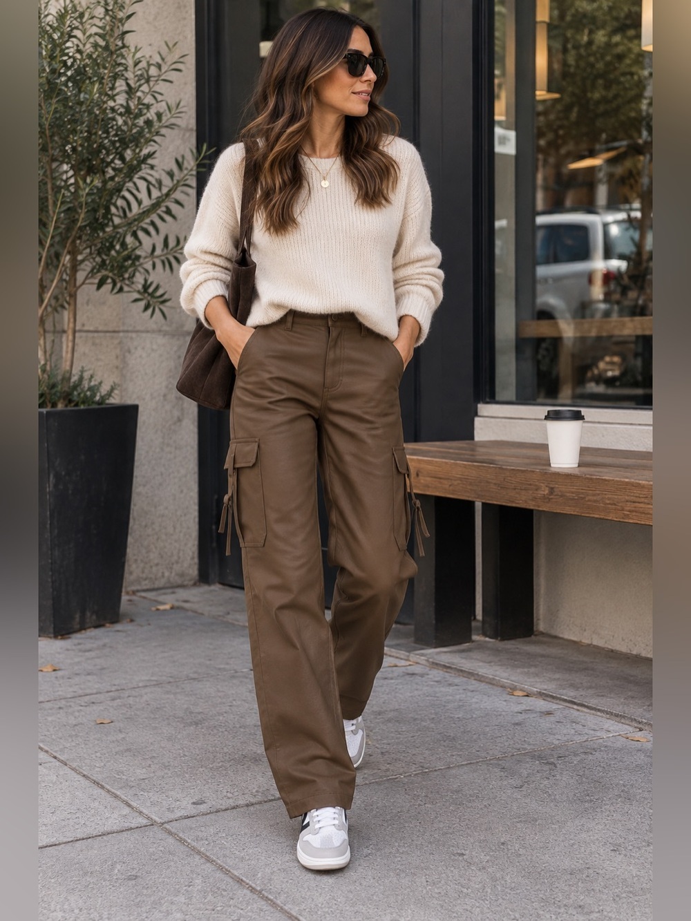 NWOT Anthropologie Good American Good '90s Faux Leather Trooper Pant